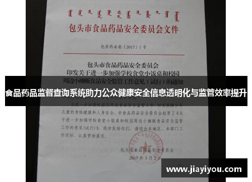 食品药品监督查询系统助力公众健康安全信息透明化与监管效率提升